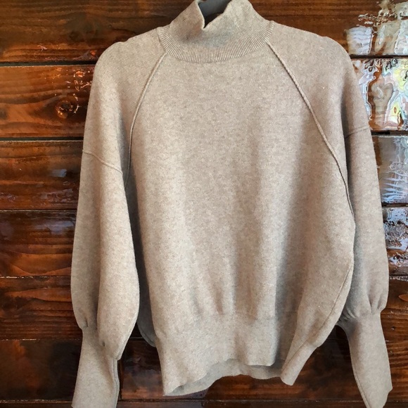 Zara Sweaters - Zara New Tan High Neck Knit Sweater Size Small